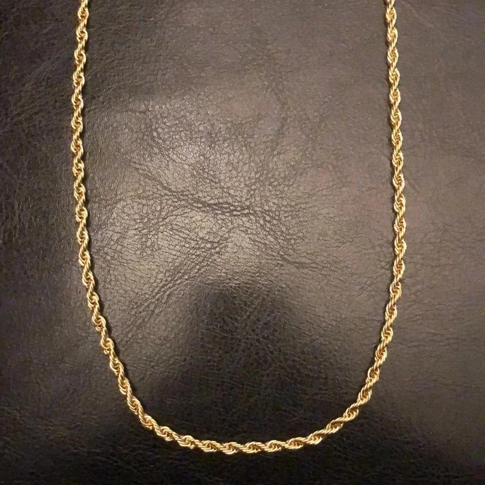 Gold or Silver Mens Rope Chain Necklace 3 mm